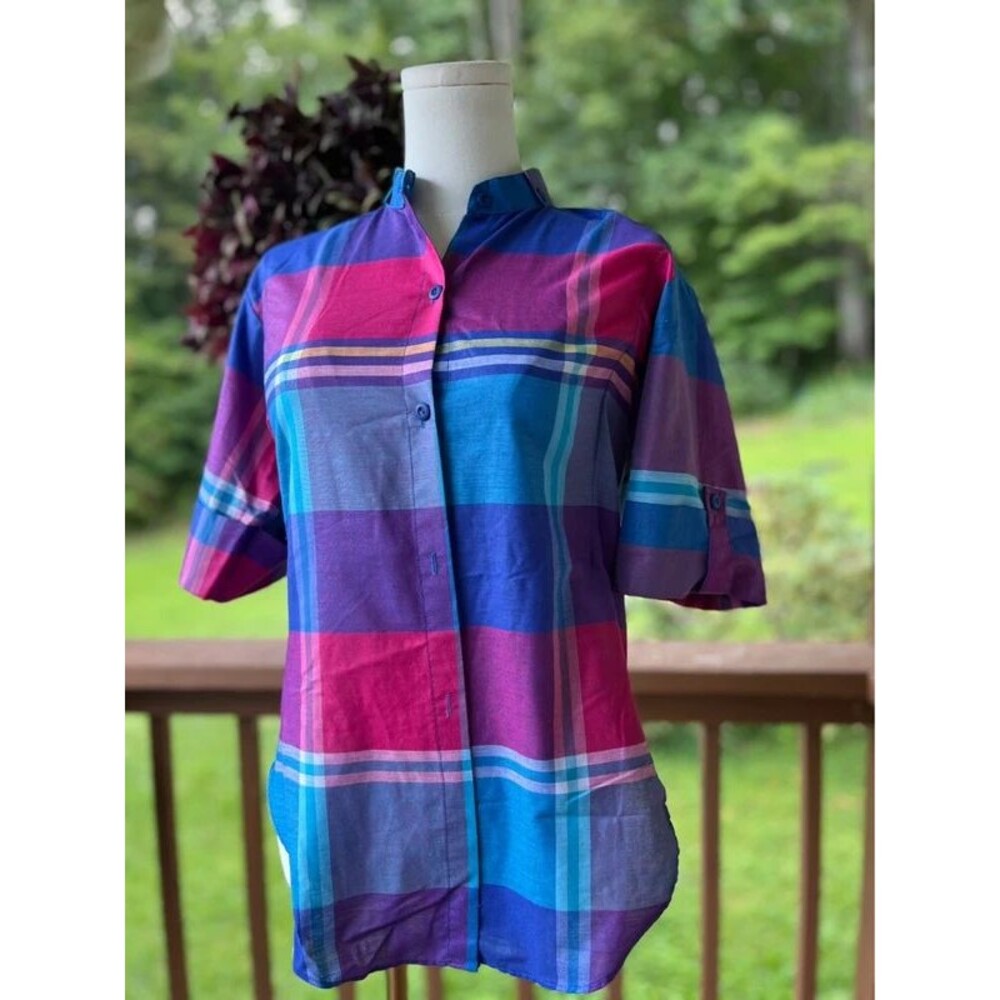 Vintage 1980s You Babes by Fritzi Jewel Tone Plaid Shirt Medium